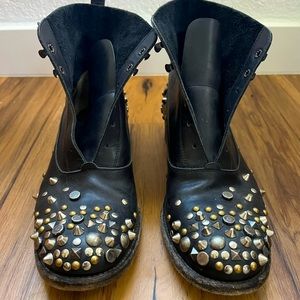 Sartore black leather hand studded bootie boots size 37 1/2 made in Italy